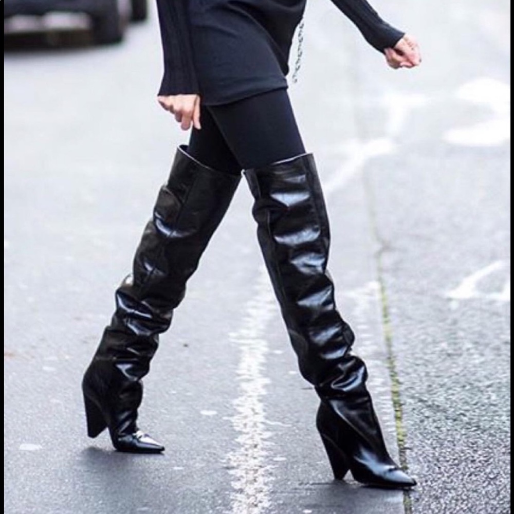 Saint Laurent black thing high boots size 8